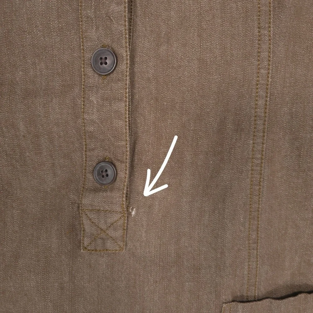 Boden Denim Mini Dress 8R Brown 100% Cotton Button Up Shift Tunic Natural WH443 - Picture 8 of 13